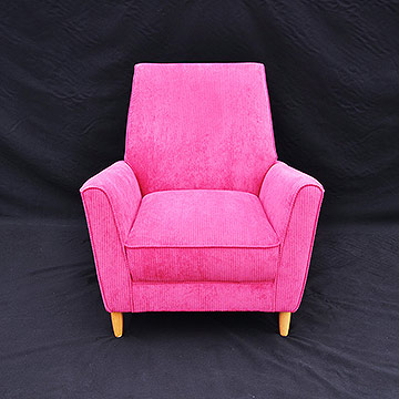 Front view of re-upholstered armchair