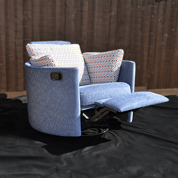 Reupholstered reclining chair reclined