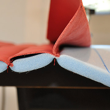 foam-backed leather fluted upholstery technique