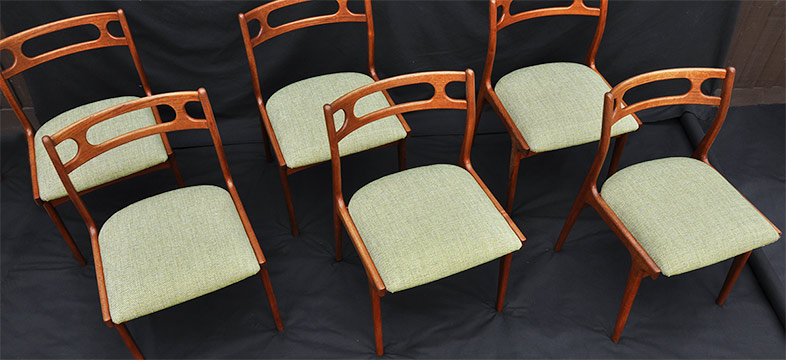 Six dining chairs beautifully reupholstered