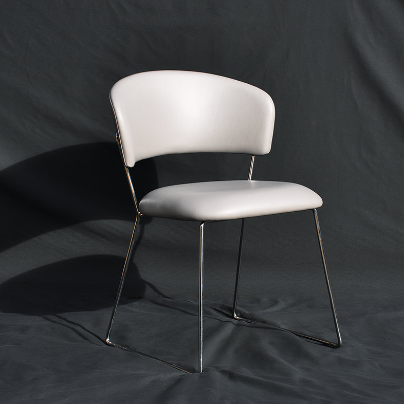 Dining chair re-upholstered in leather