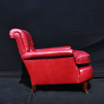 Howard and Sons leather club style armchair reupholstered