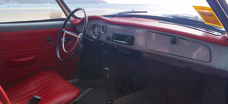 Karmann Ghia interior trimming, upholstery and dashboard trim