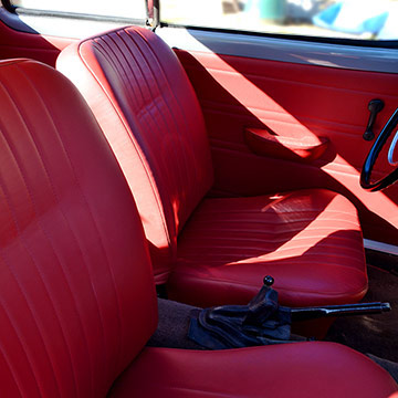 Karmann Ghia seats and door cards trimmed