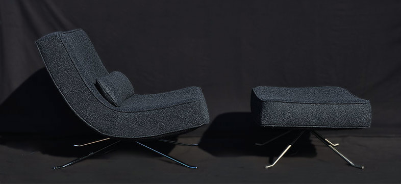 Lounge chairs and footstools reupholstered