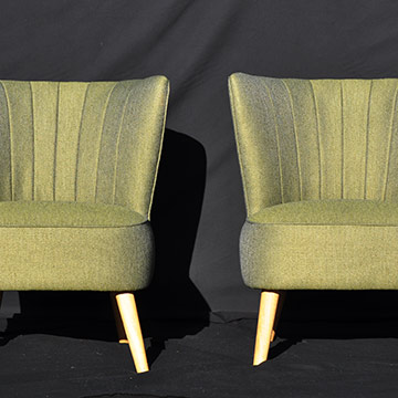 Pair of reception chairs upholstered