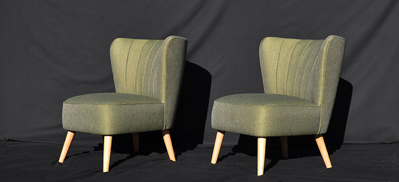 Pair of reception chairs reupholstered