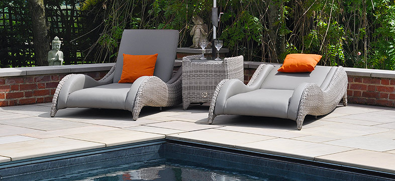 Reupholstered sunloungers