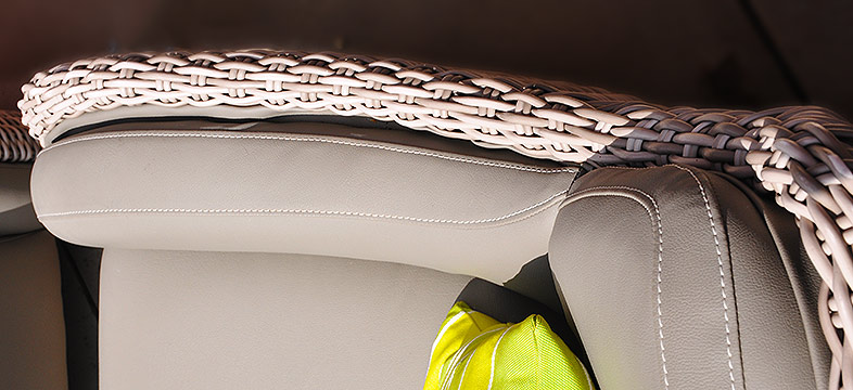 Top-stitched upholstery arm detail