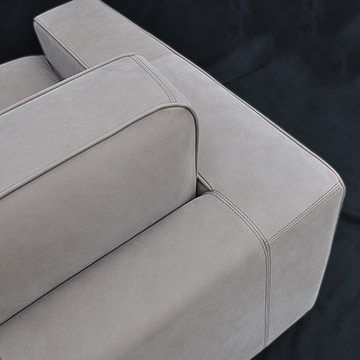 Leather sofa corner upholstery detail