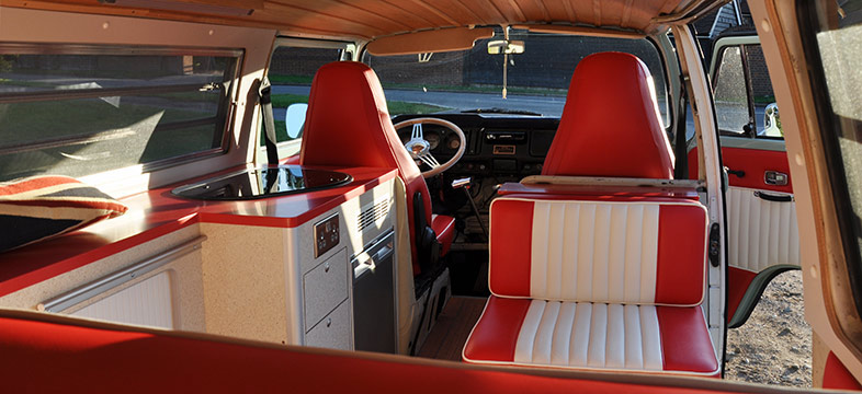 VW camper van new interior in leather