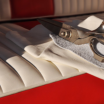 Premium leather upholstery off-cut and detail trimming