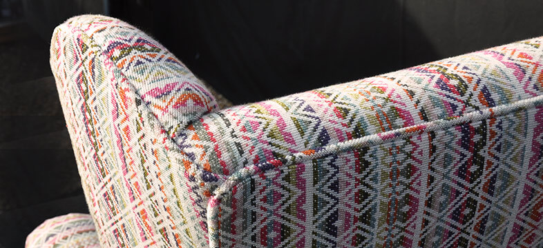Reupholstery corner, piping and fold details